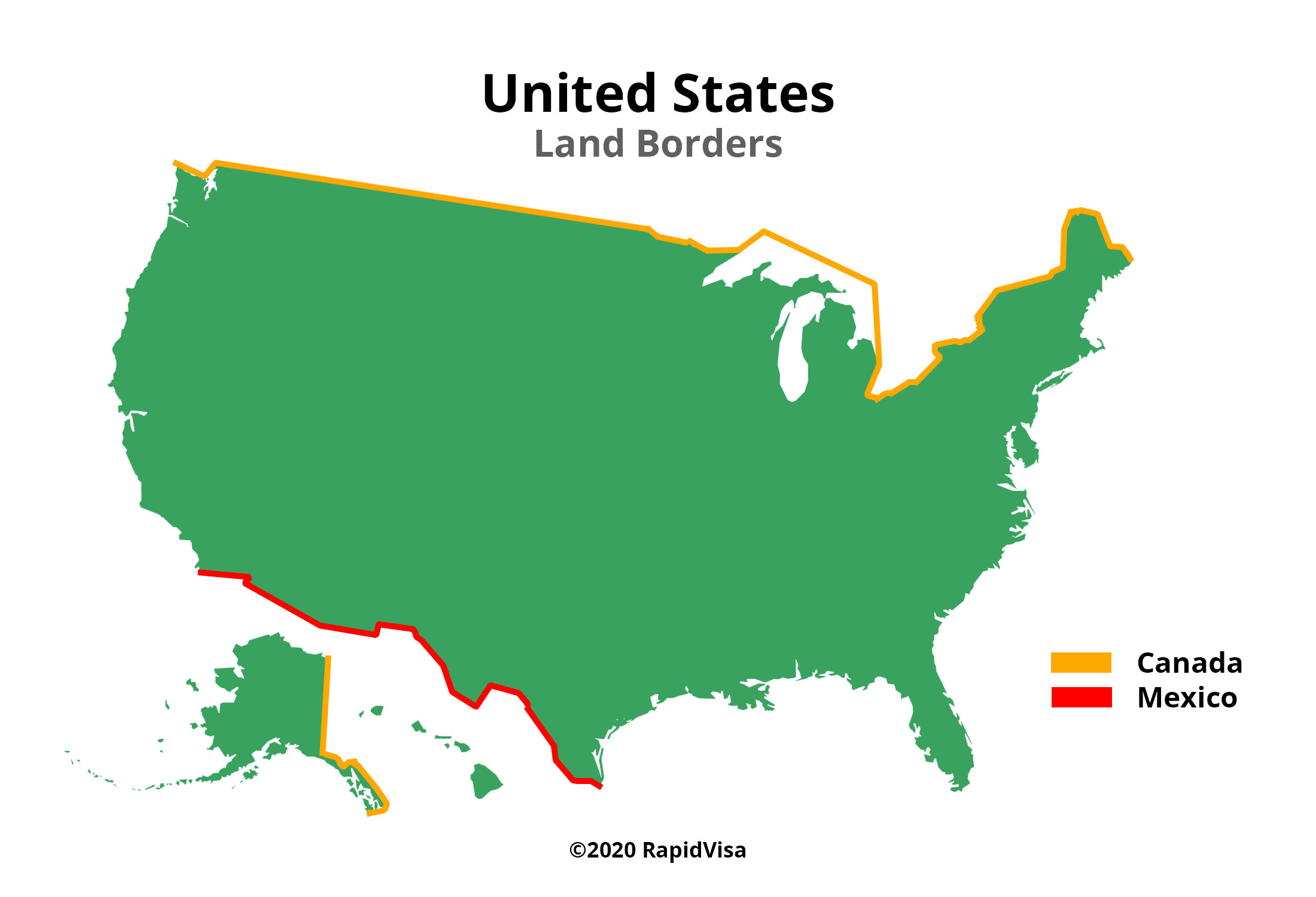 United States Border Map 