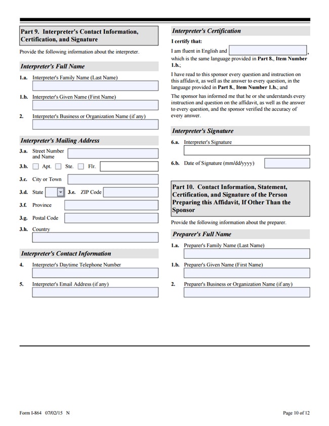 Form I-864 Page 10