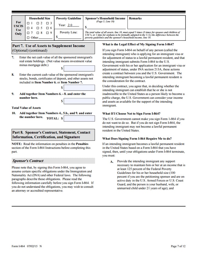 Form I-865 Page 7